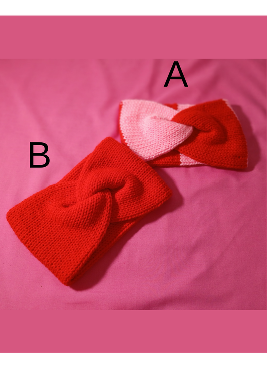 Red and Pink Ear Warmer