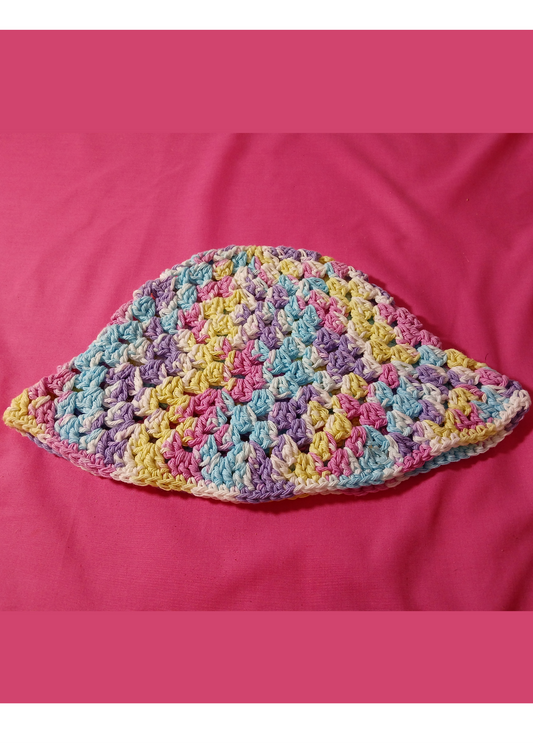 Light Rainbow Granny Stitch Bucket Hat