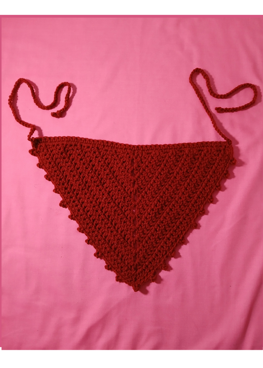 Maroon Bandana Scarf with Picot Edge