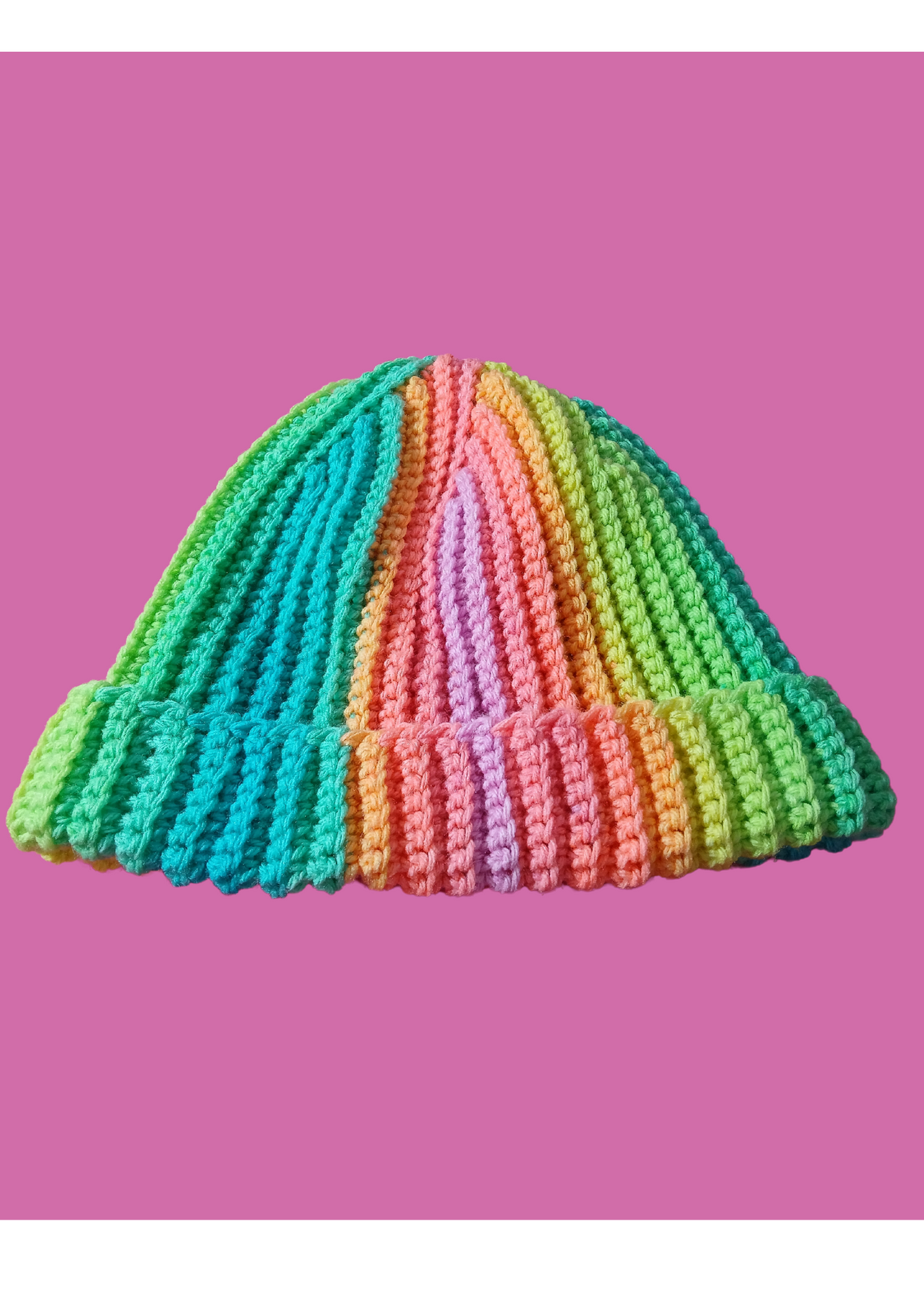 Retro Stripe Crocheted Beanie Hat