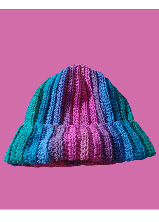 Dark Rainbow Crocheted Beanie