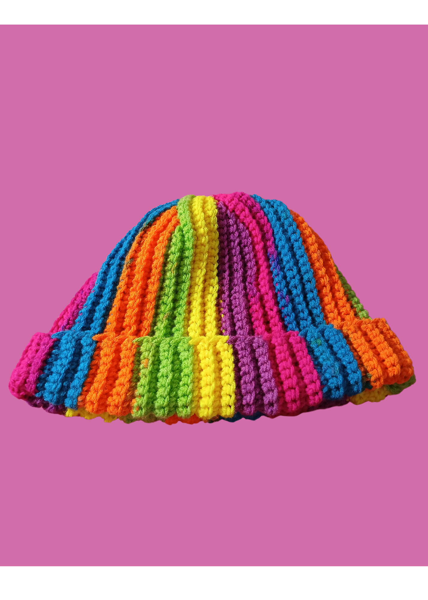 Light Rainbow Crocheted Beanie