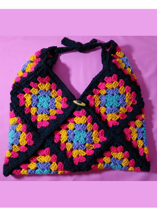 Black, Red, and Gold 12 Square Medium Bag with Black Cotton Lining